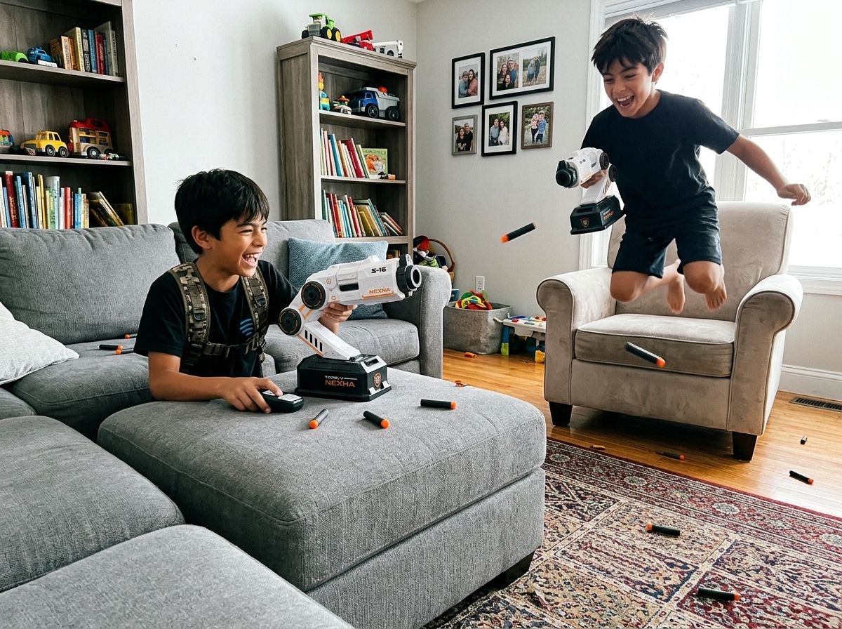 Dad and son battle