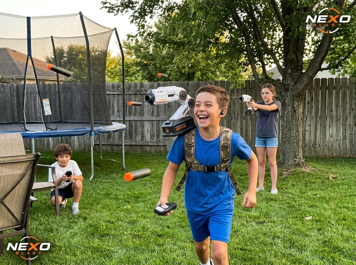 Backyard battle scene