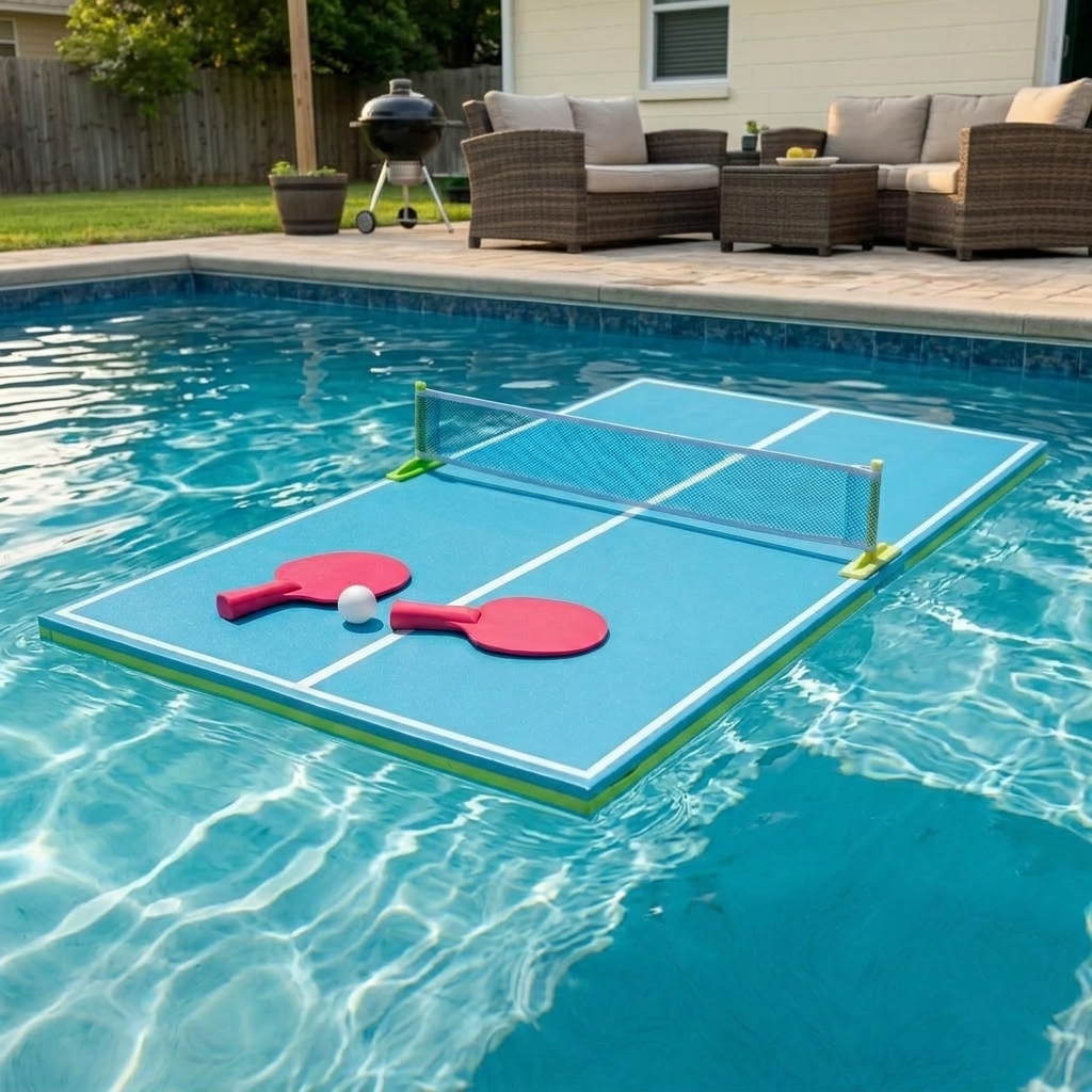 PoolPong floating table tennis game on a deep blue background