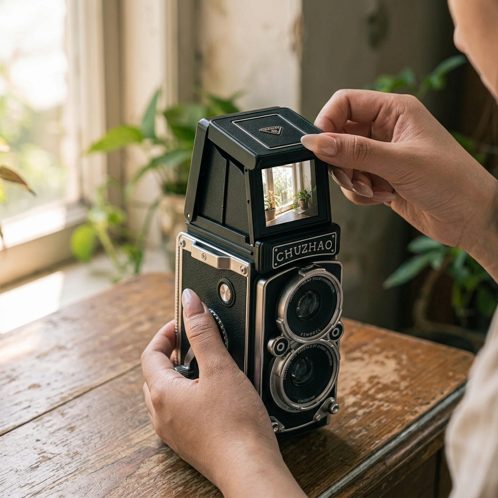 Viewfinder flipping open