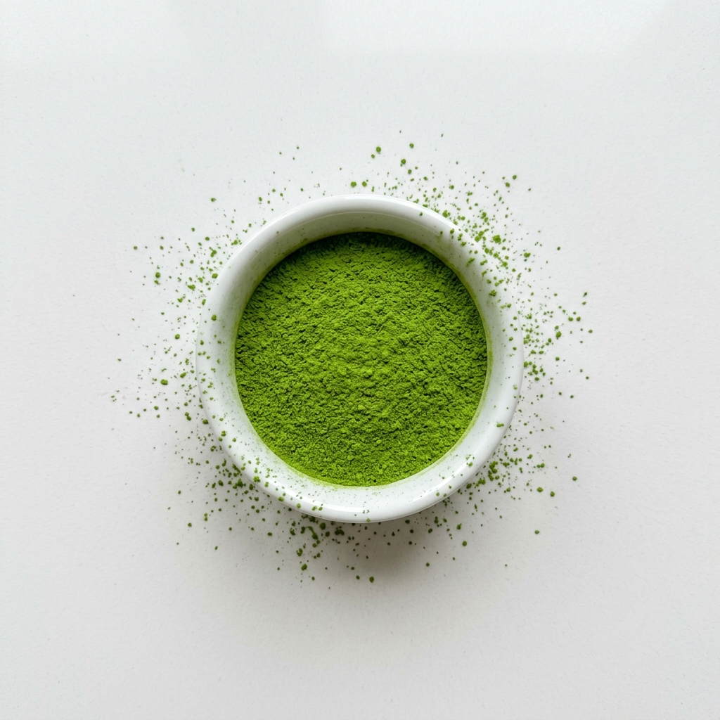 Pure ceremonial grade matcha powder - vibrant green