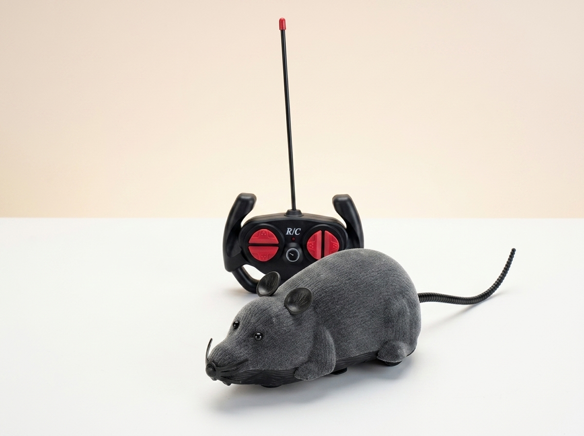 Realistic remote control mouse with guarantee badge