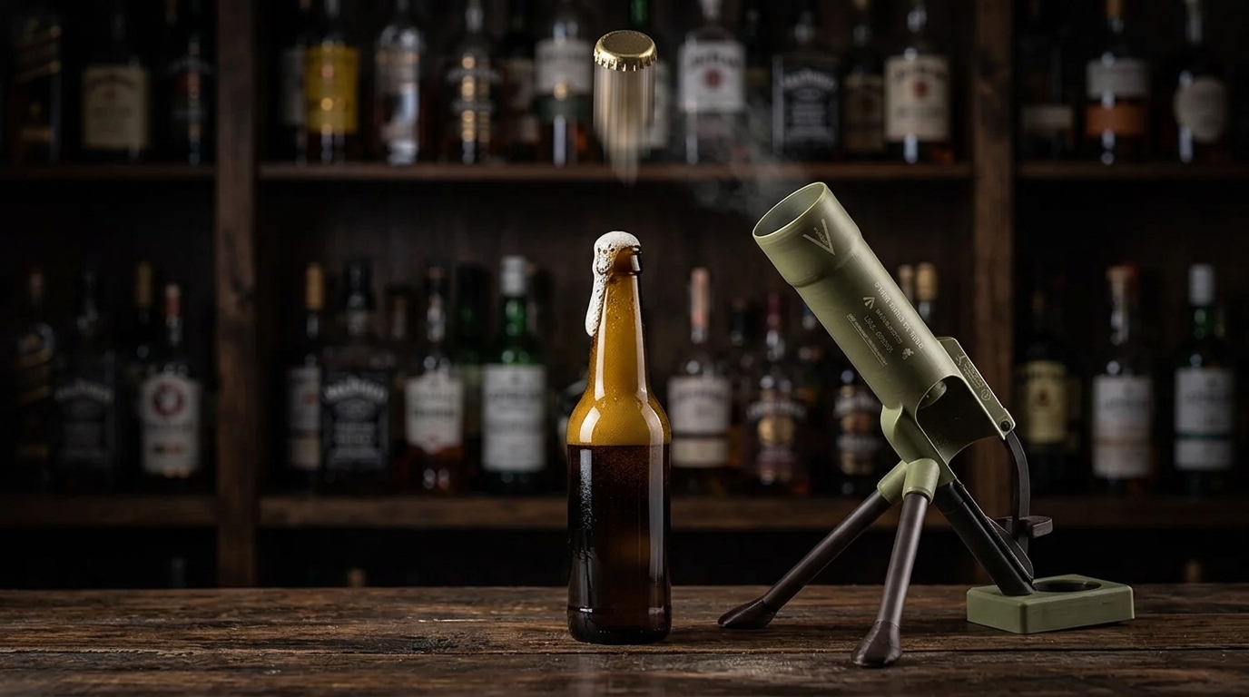 Tactical Beer Opener launching cap 10 feet