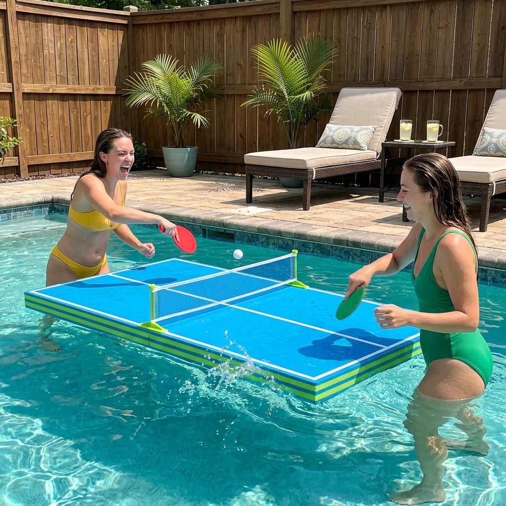 Teenagers playing pool ping pong instead of being on phones