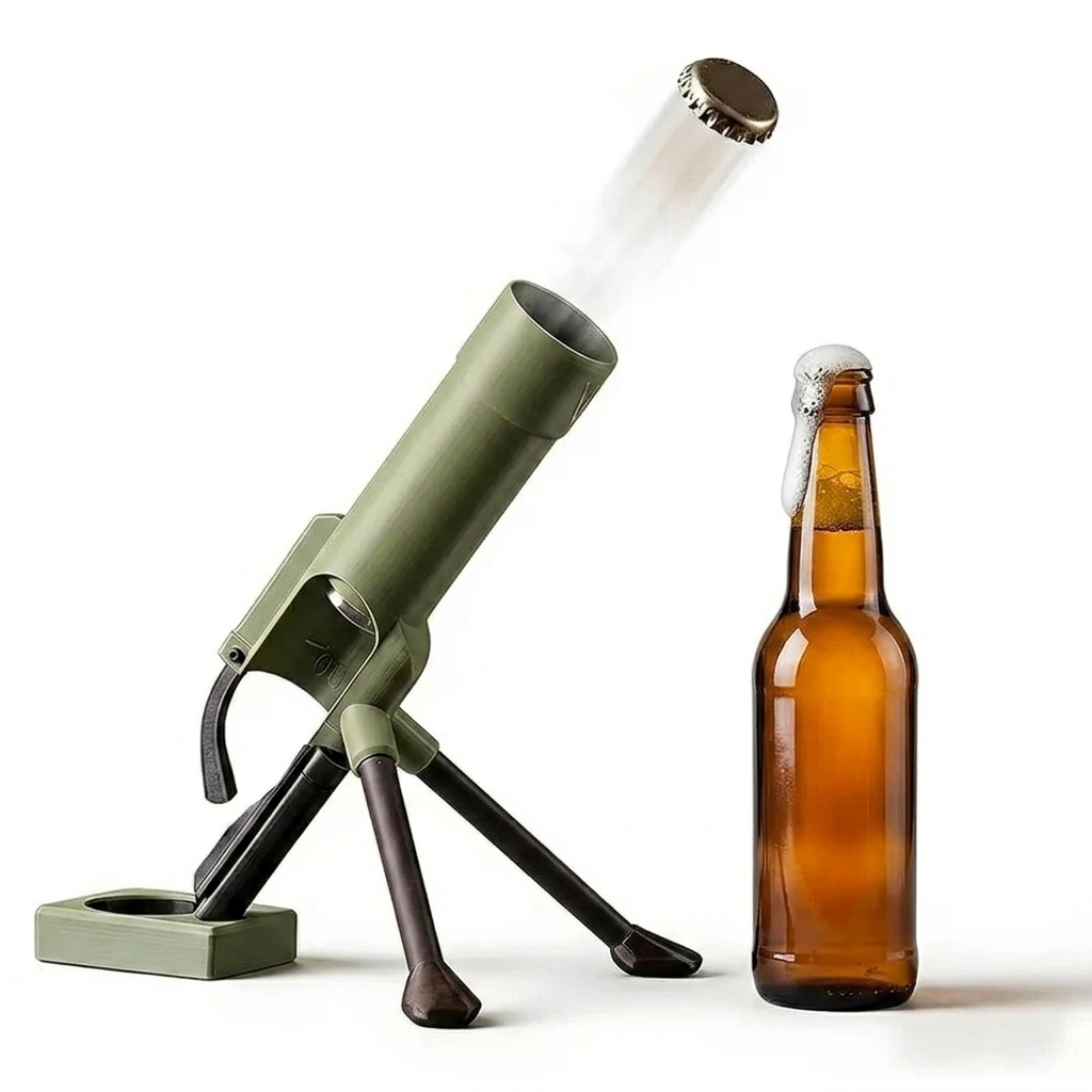 Mortar beer bottle opener premium build close-up