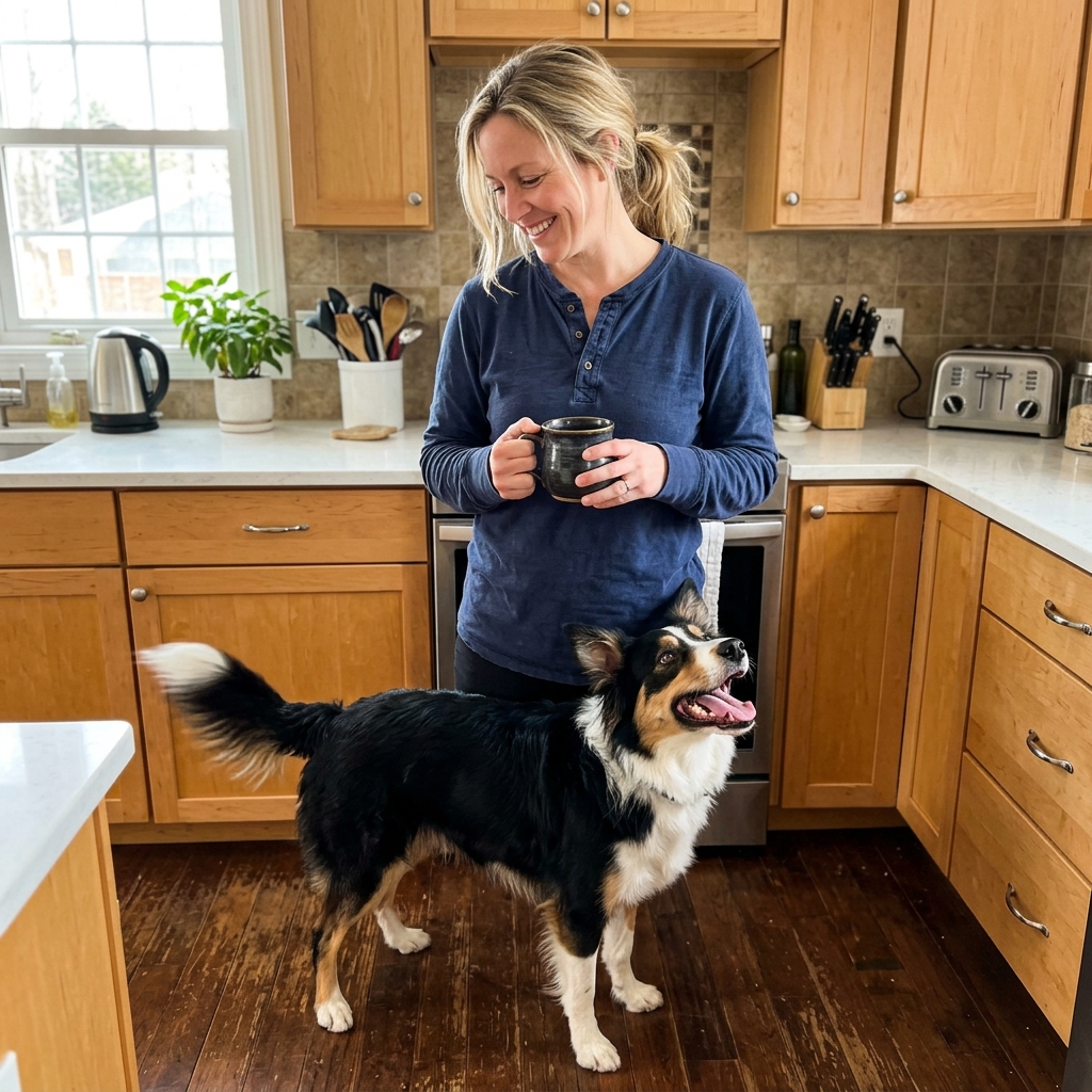 Border Collie deep in concentration with puzzle