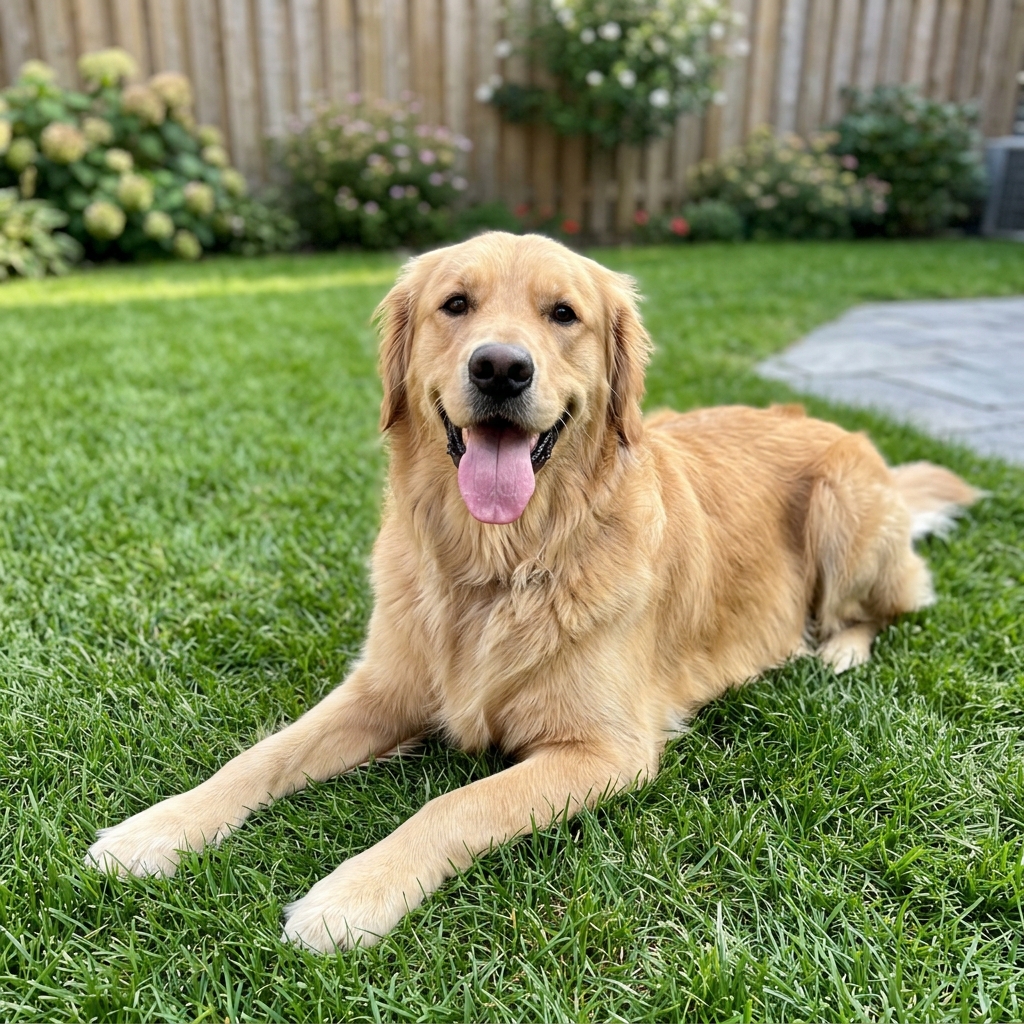 Golden Retriever using fountain