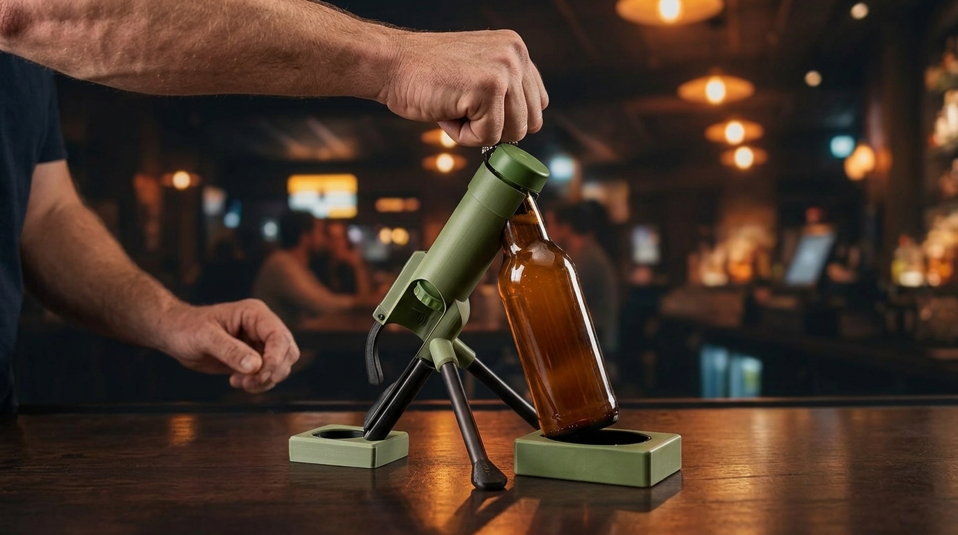 Press down on bottle