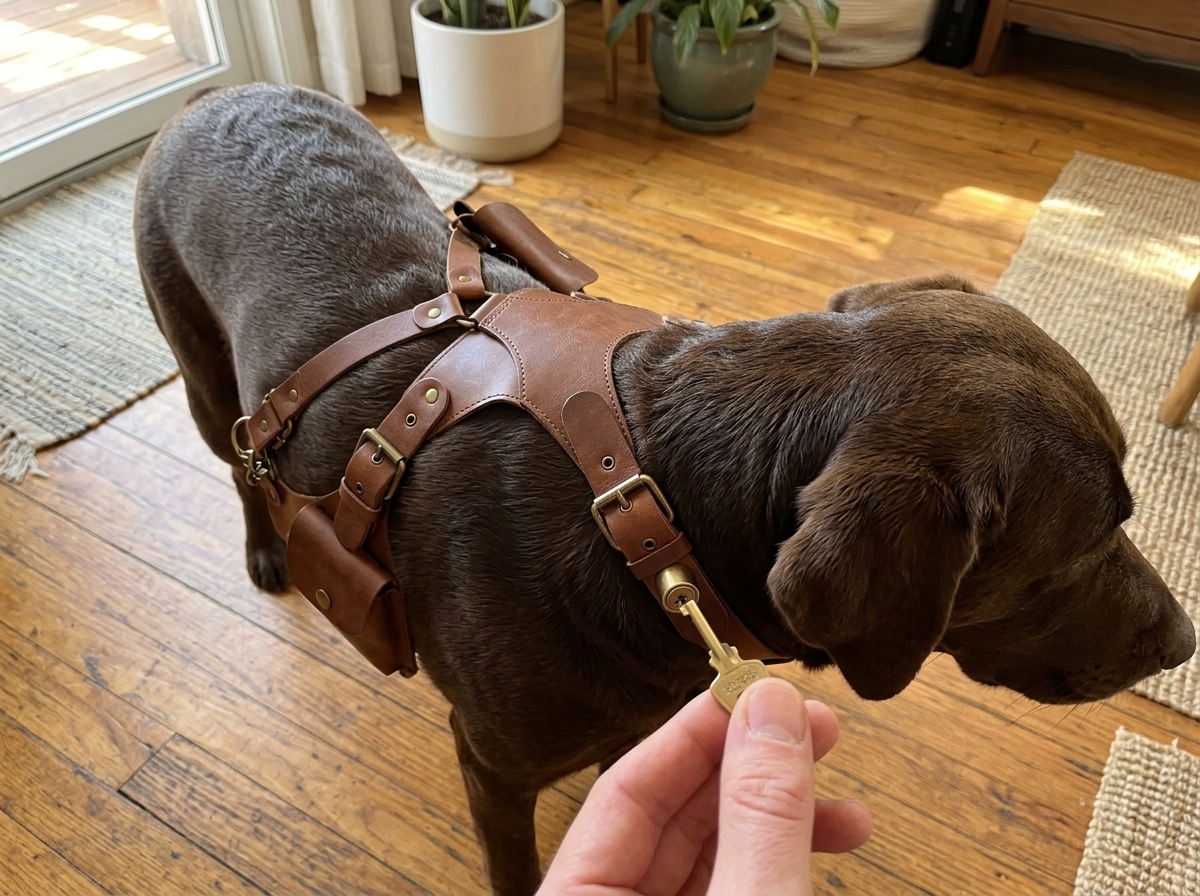 Locking the buckle with the key