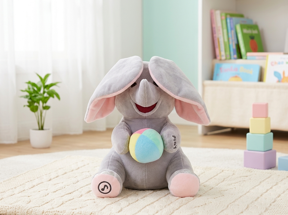 Elephant with ears raised covering its eyes