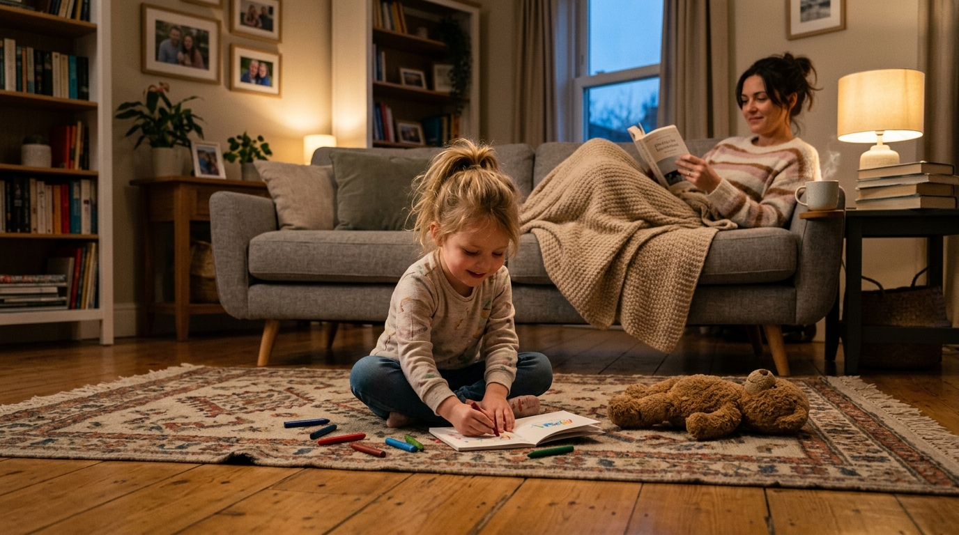 Two children drawing peacefully on colorful LCD tablets