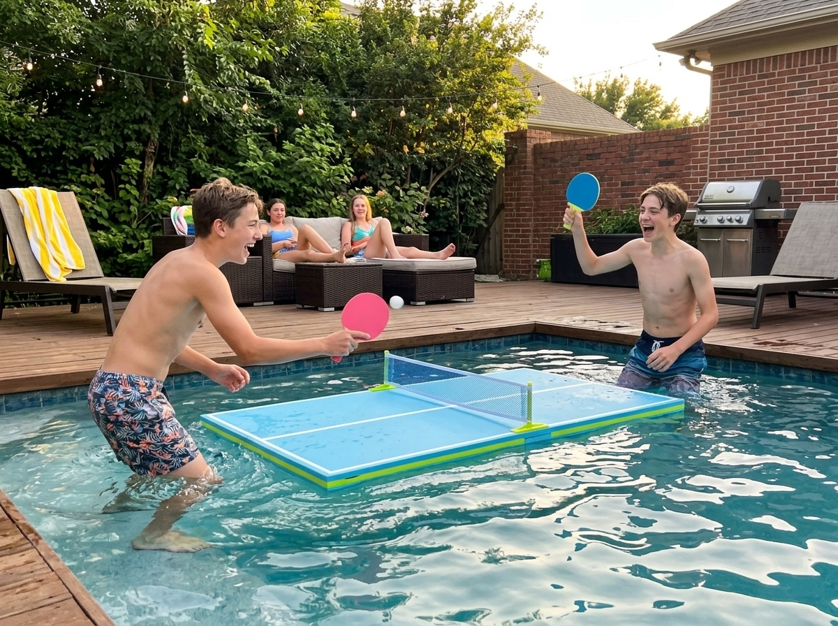 Teenagers playing PoolPong together