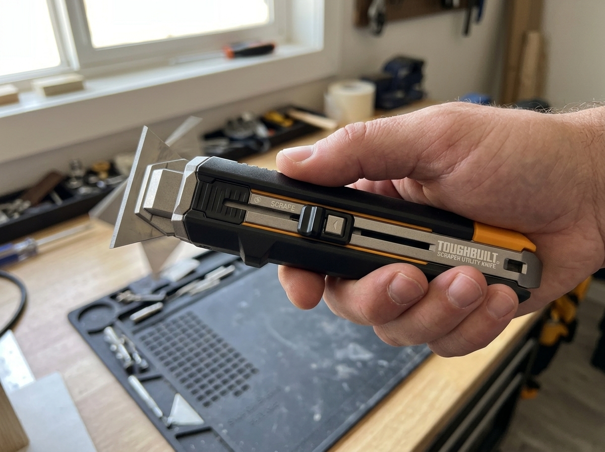 Hand pressing the flip mechanism button
