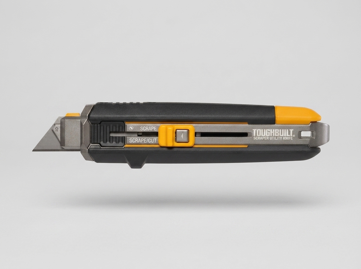 All-metal scraper utility knife body close-up