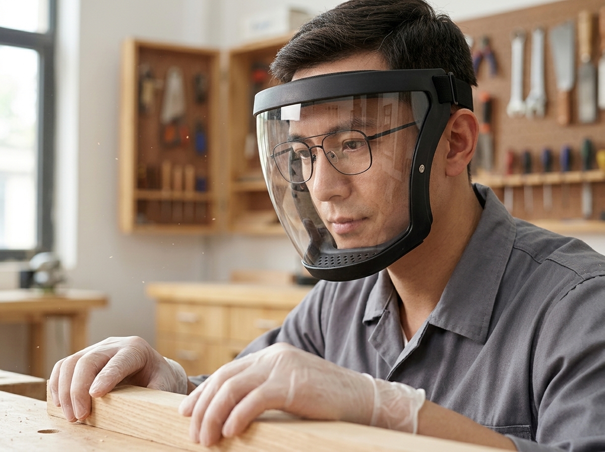 Shield worn over prescription glasses