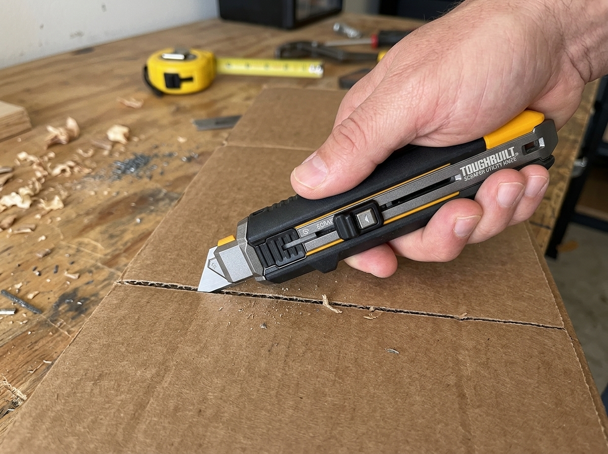 Toughbuilt 2-in-1 in utility knife mode with blade extended