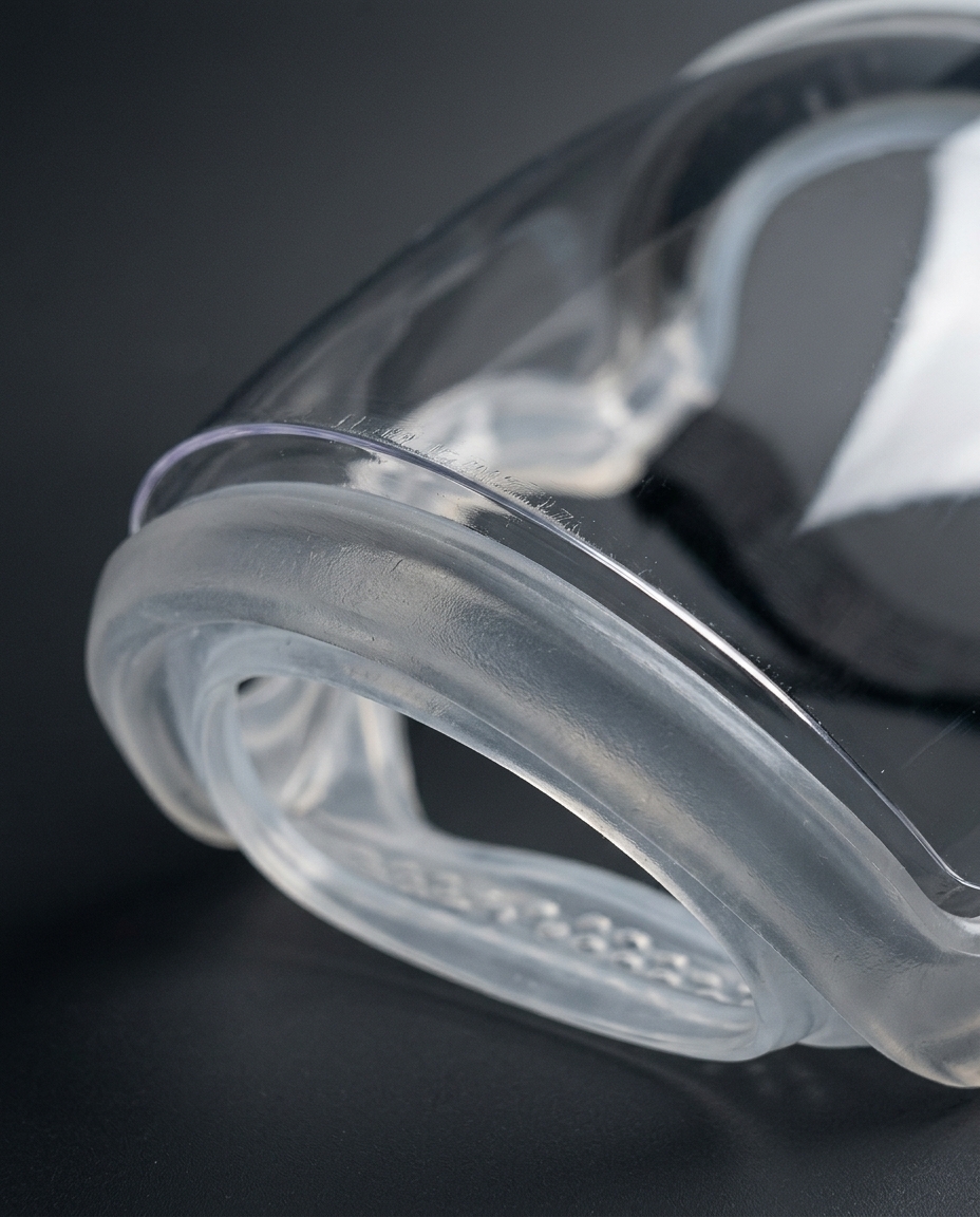 Clear polycarbonate visor detail