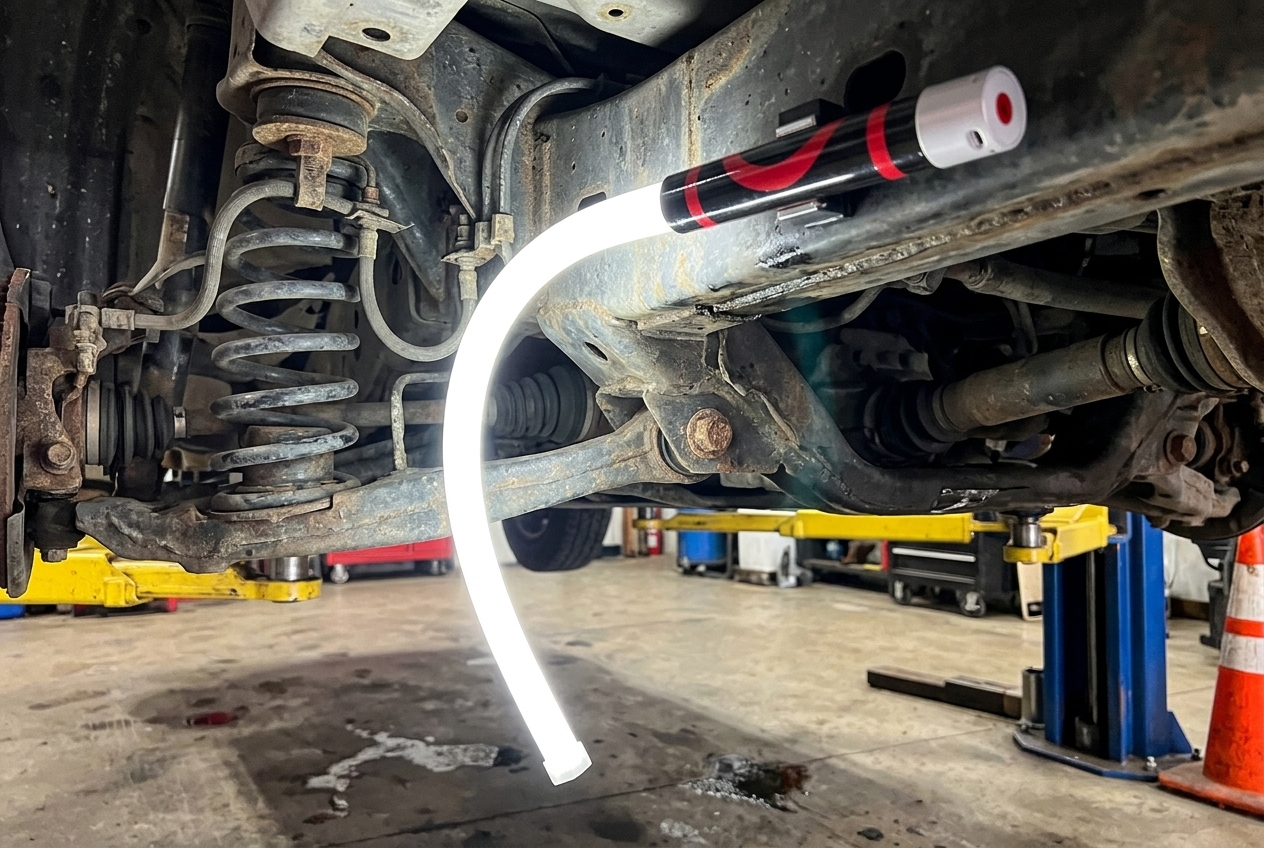 FlexiLight magnetic base holding upside down on underside of car hood