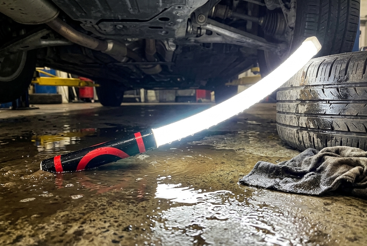 FlexiLight in wet environment with water droplets on shaft