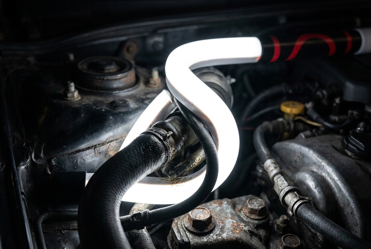 FlexiLight shaft bent into tight curve showing flex mechanism