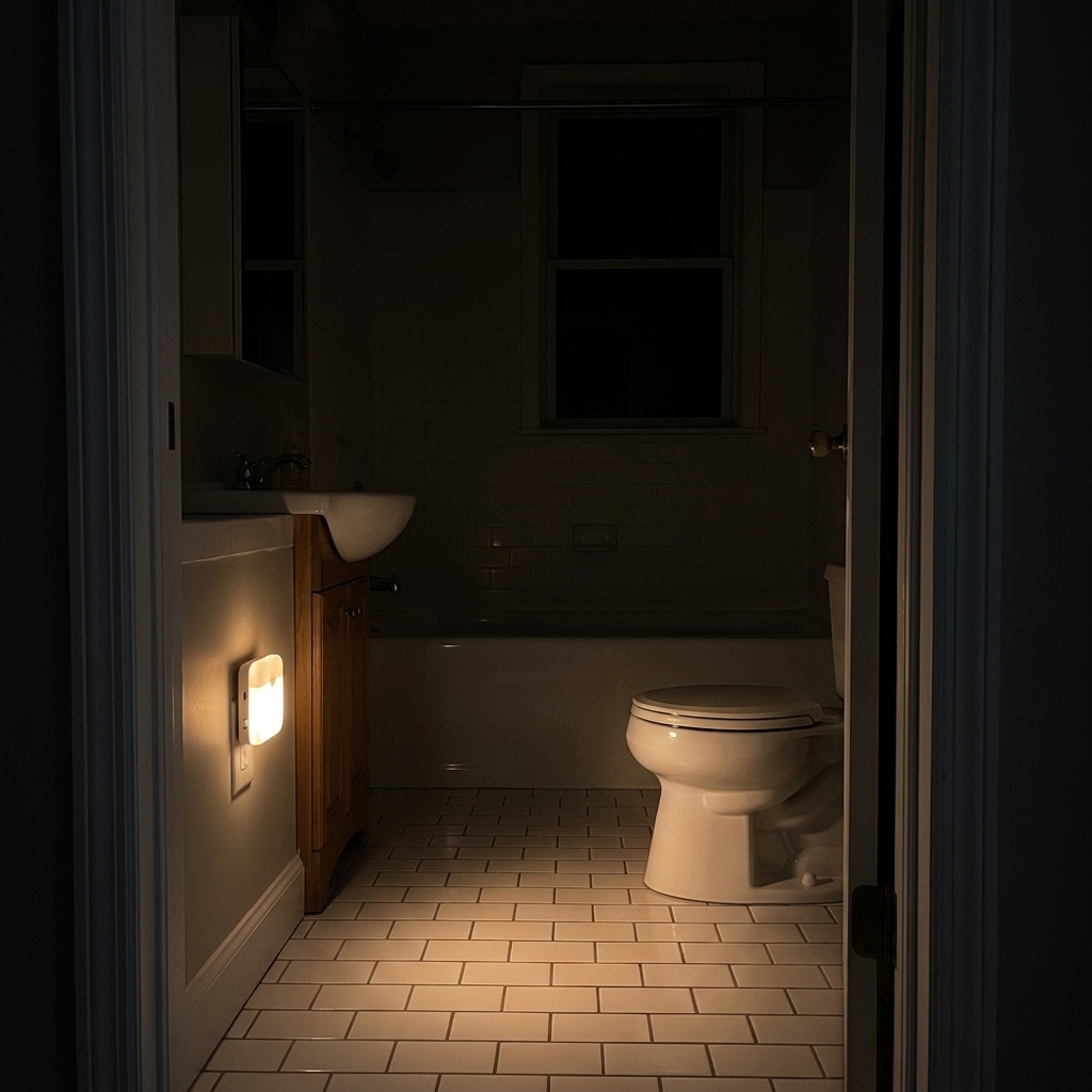 Nursery softly lit at night