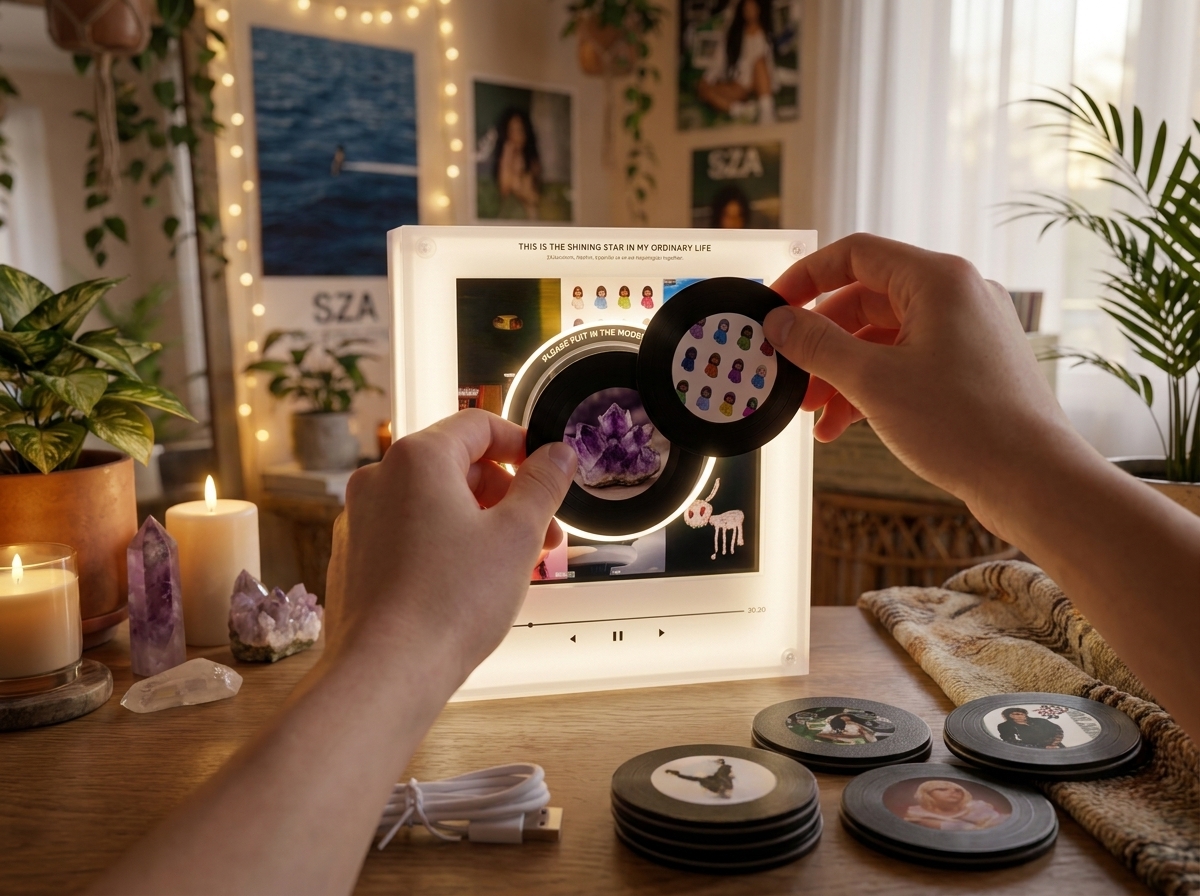 Swappable vinyl disc detail