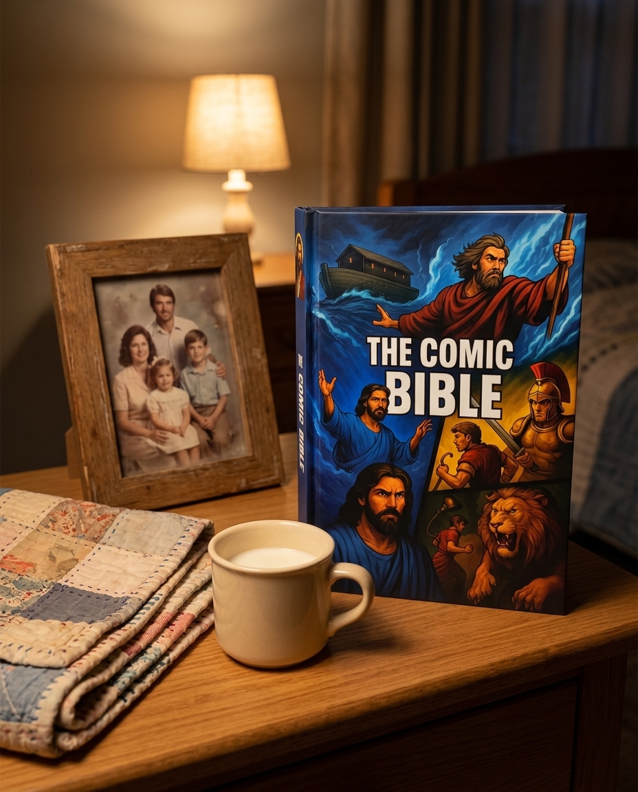 The Comic Bible hardcover, held in hands, showing scale