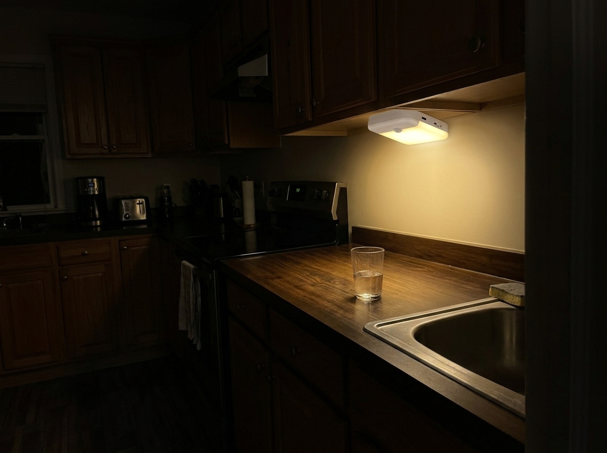 Customer photo of the motion sensor light installed in their home