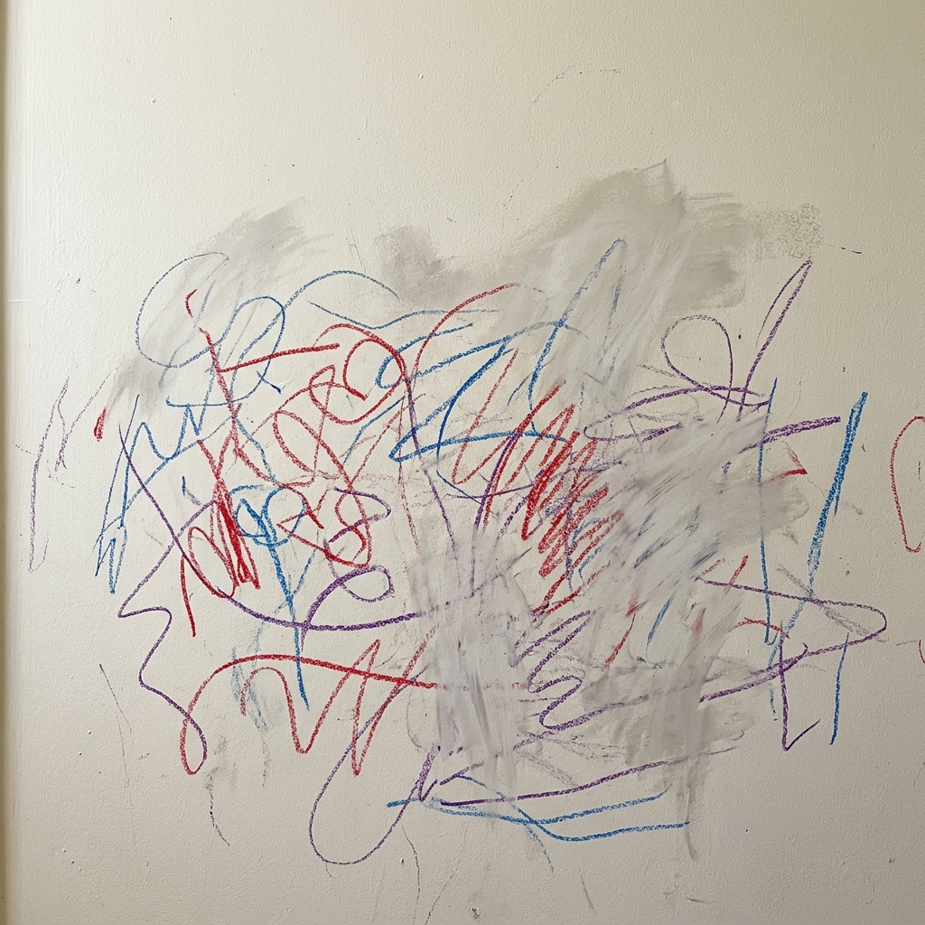 Before: Toddler chaos, undone.