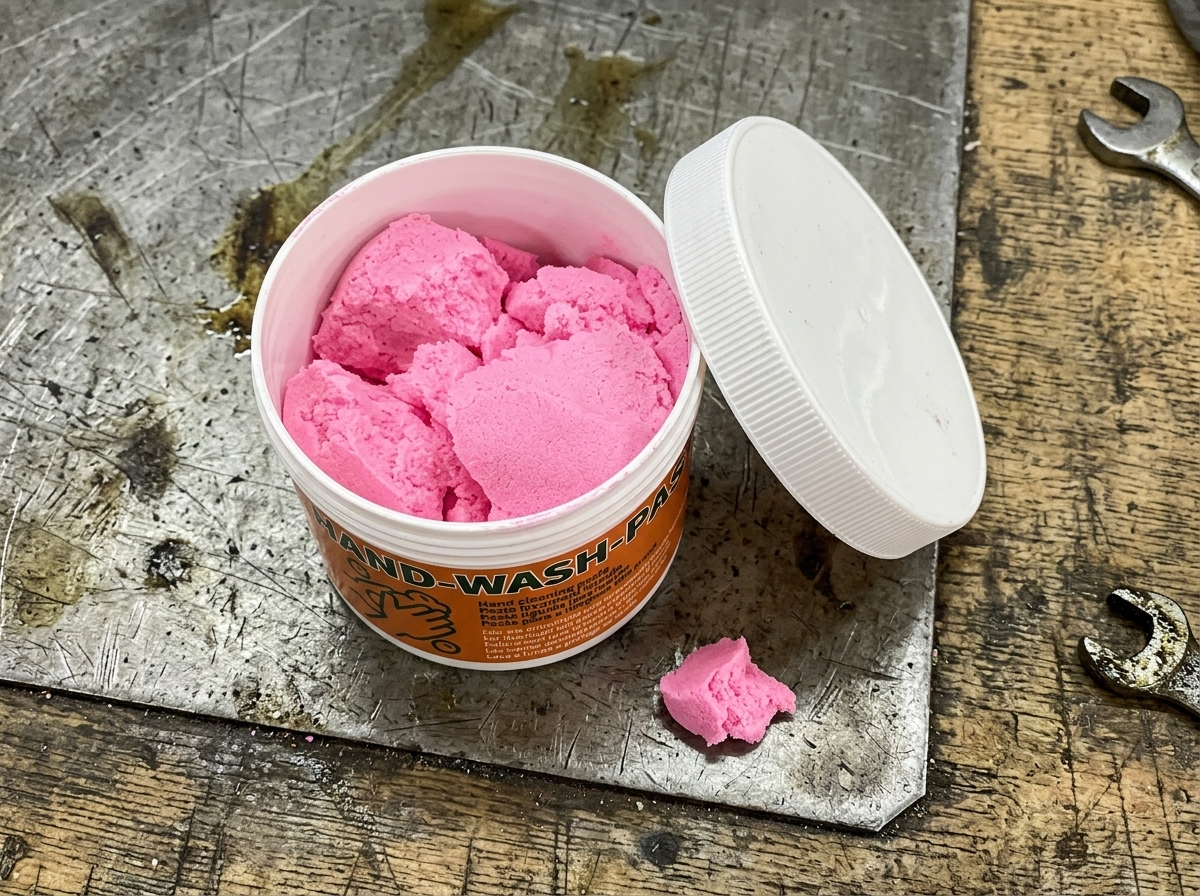Paste being worked into dry hands