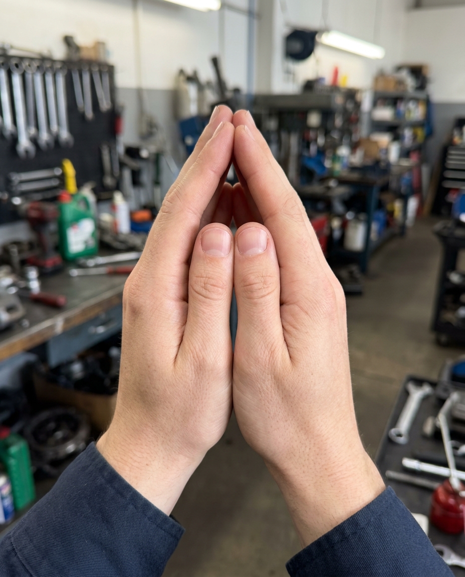 Close-up of healthy, conditioned mechanic hands after using Venator