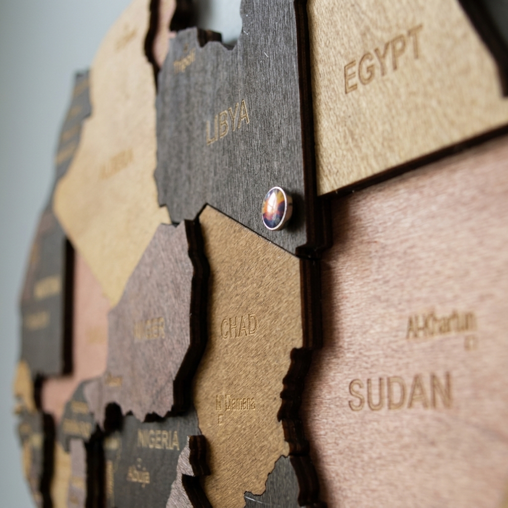 Layered 3D continent depth macro shot