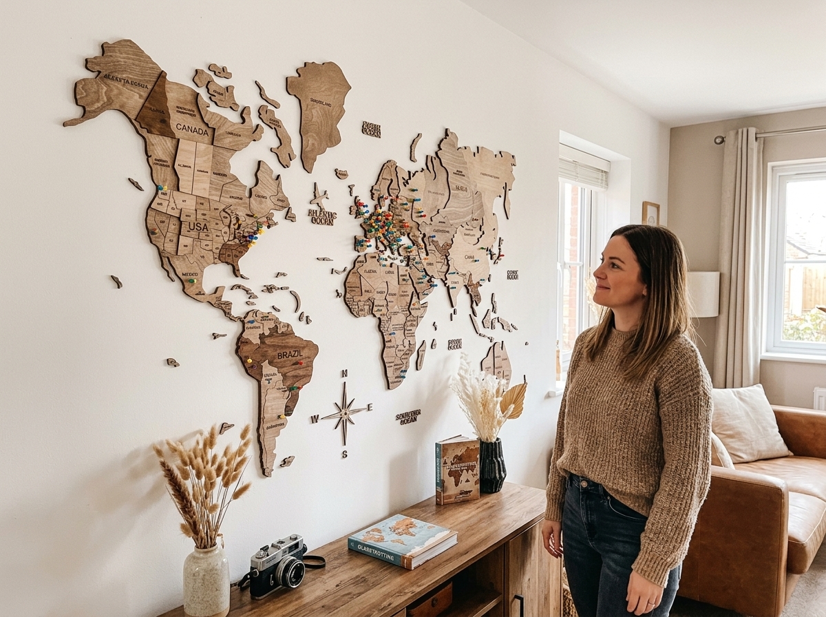 Map covered with dozens of travel pins