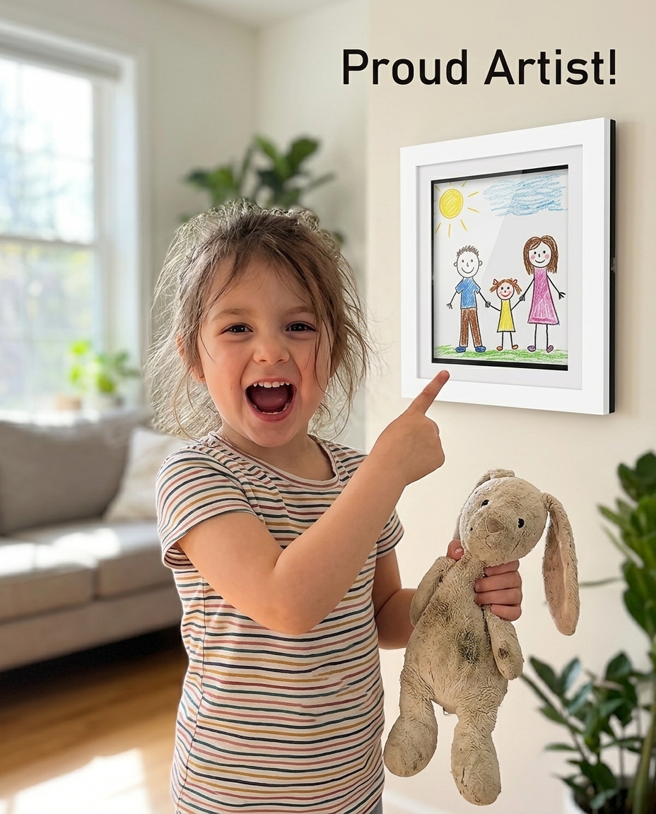 Lauren M. - kid pointing at their drawing
