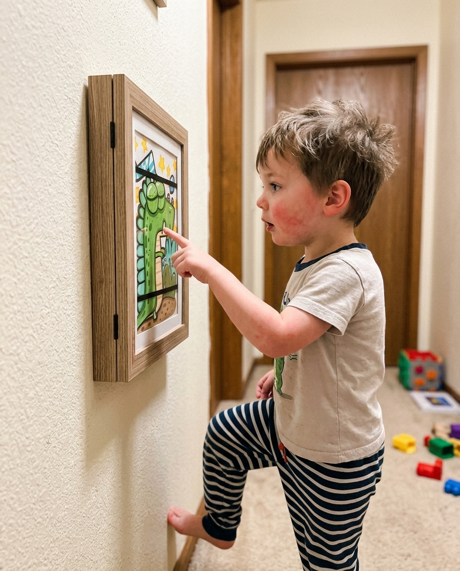 Marcus T. - kid pointing at their drawing