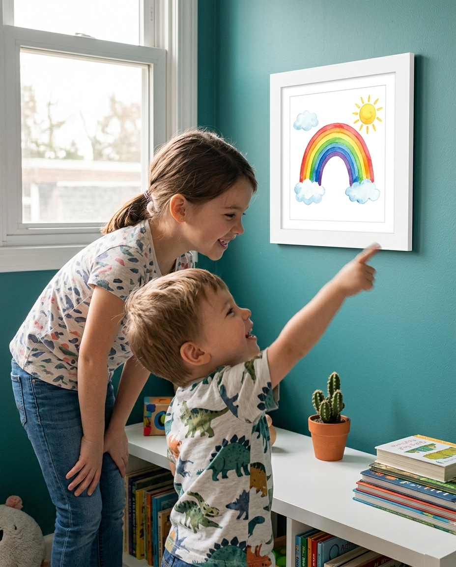 Megan R. - kid pointing at their drawing