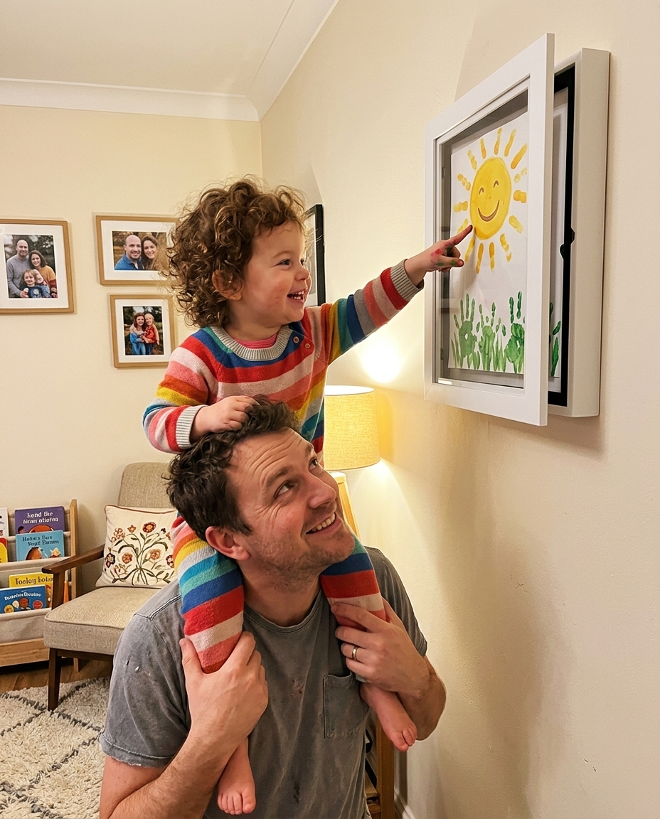 Priya S. - kid pointing at their drawing
