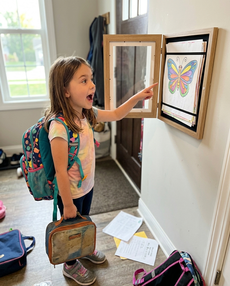 Rachel B. - kid pointing at their drawing