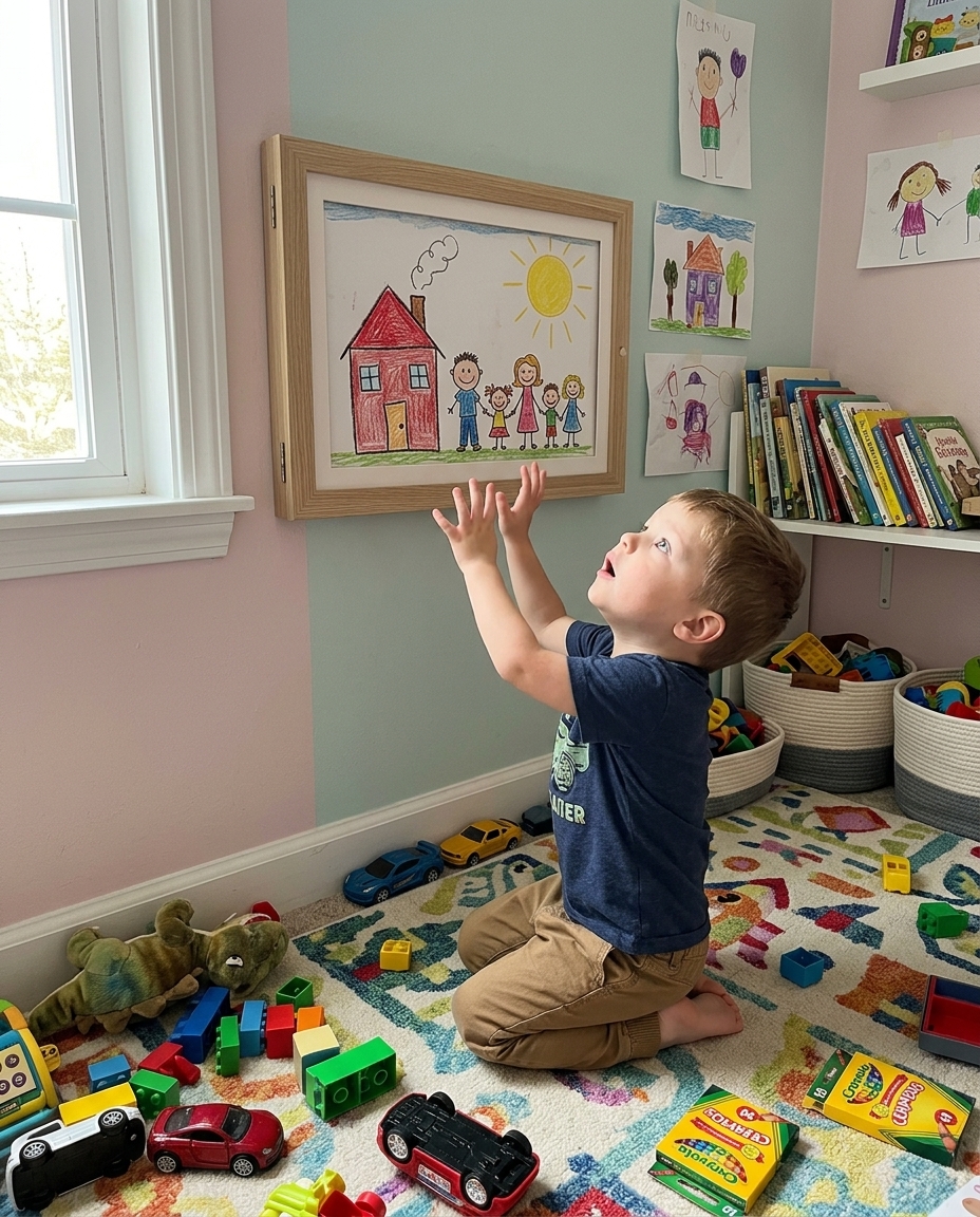 Jess W. - kid pointing at their drawing