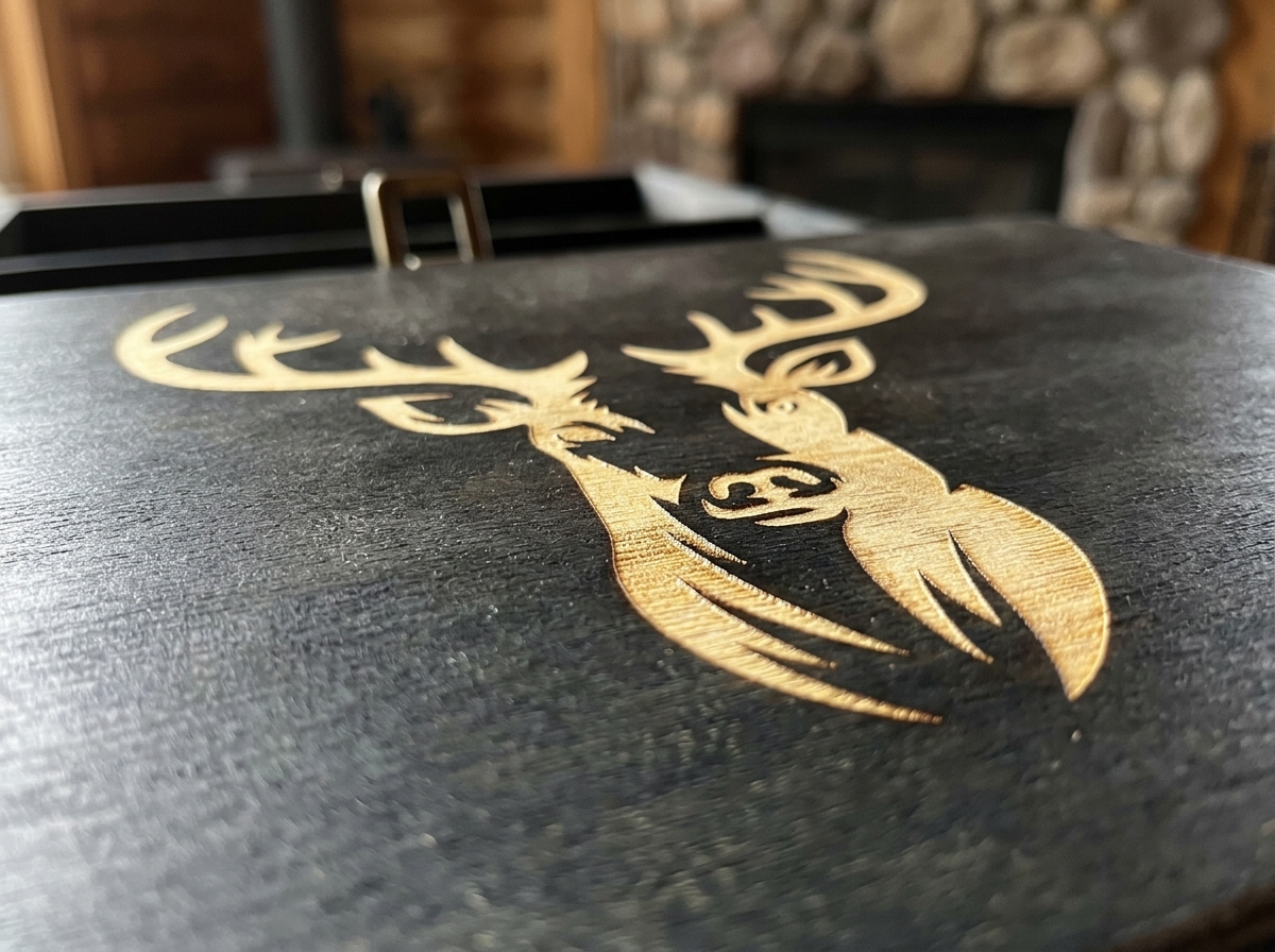 Engraved stag lid