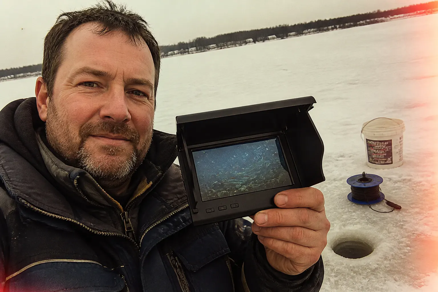 Customer photo of the monitor feed on the ice